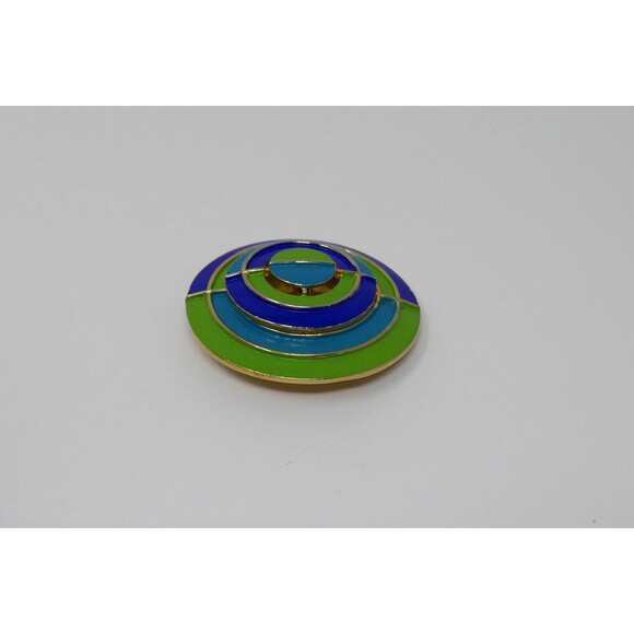 Capri Colorful Round 1960s Hippie Brooch Pin - Picture 4 of 7